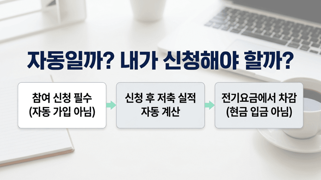 주택용 에너지캐시백 신청 후 자동 차감 구조 안내 이미지